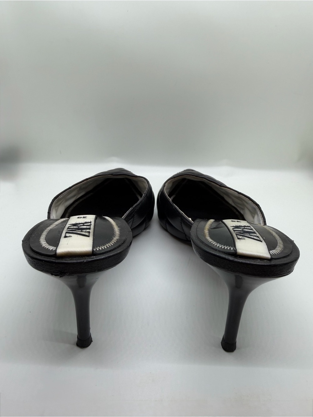 Zara Quilted Black Kitten Heels Size 38 - Picture 3 of 9